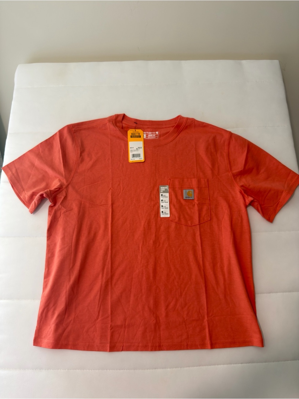 NWT Carhartt Women’s Orange Crew Neck Pocket Logo Short Sleeve T-Shirt M (8-10)
